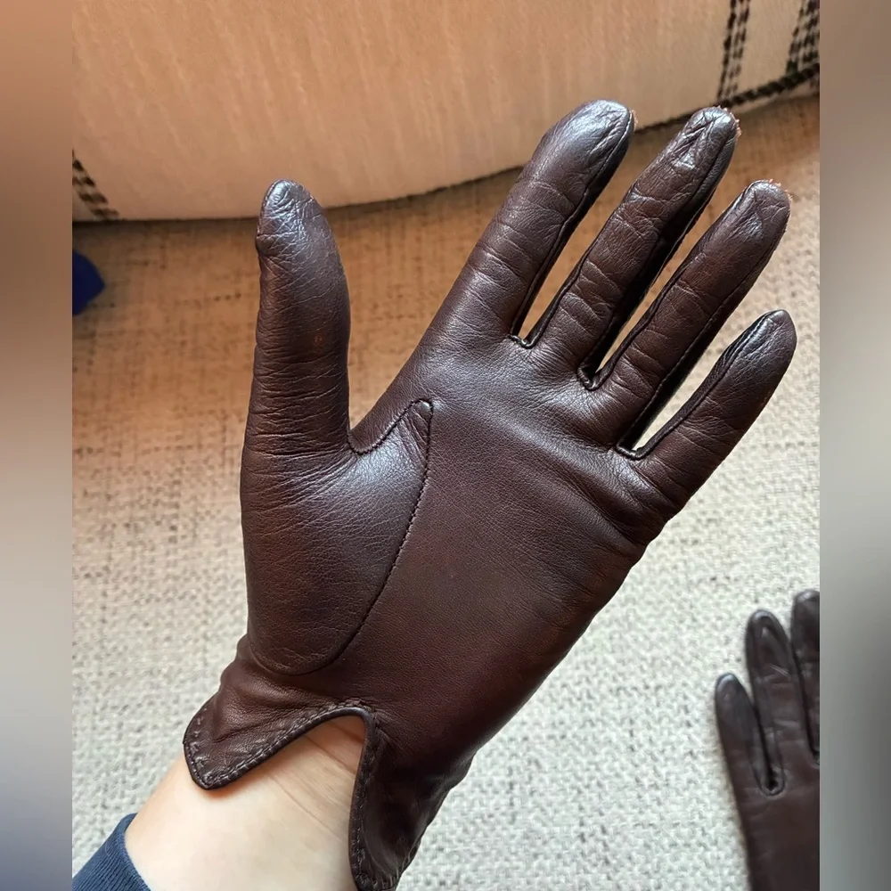 VTG Nordstrom Dark Brown Leather Gloves